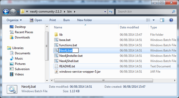 使用Neo4j.bat文件启动服务器